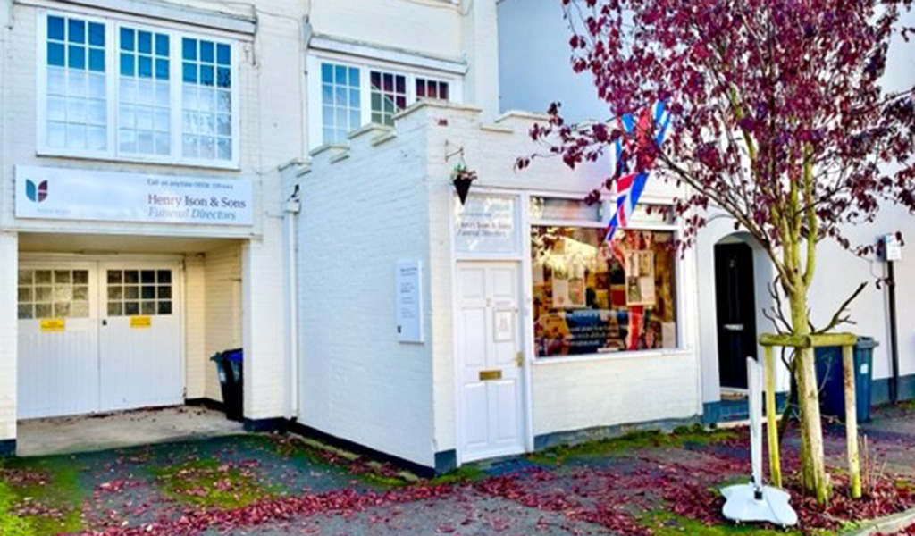 Leamington Spa funeral home branch with union flag